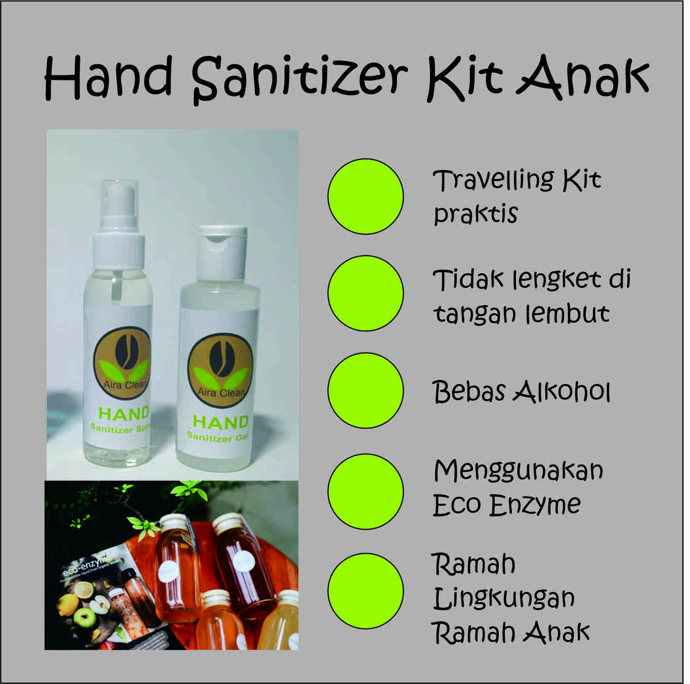 Hand Sanitizer &amp; Soap travel kit anak wangi tidak lengket lembut non alkohol