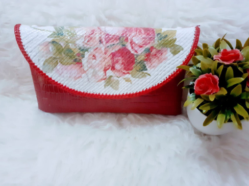 Clutch Bag : Rose Croco Red