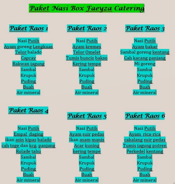 Paket Nasi Box Faeyza Catering