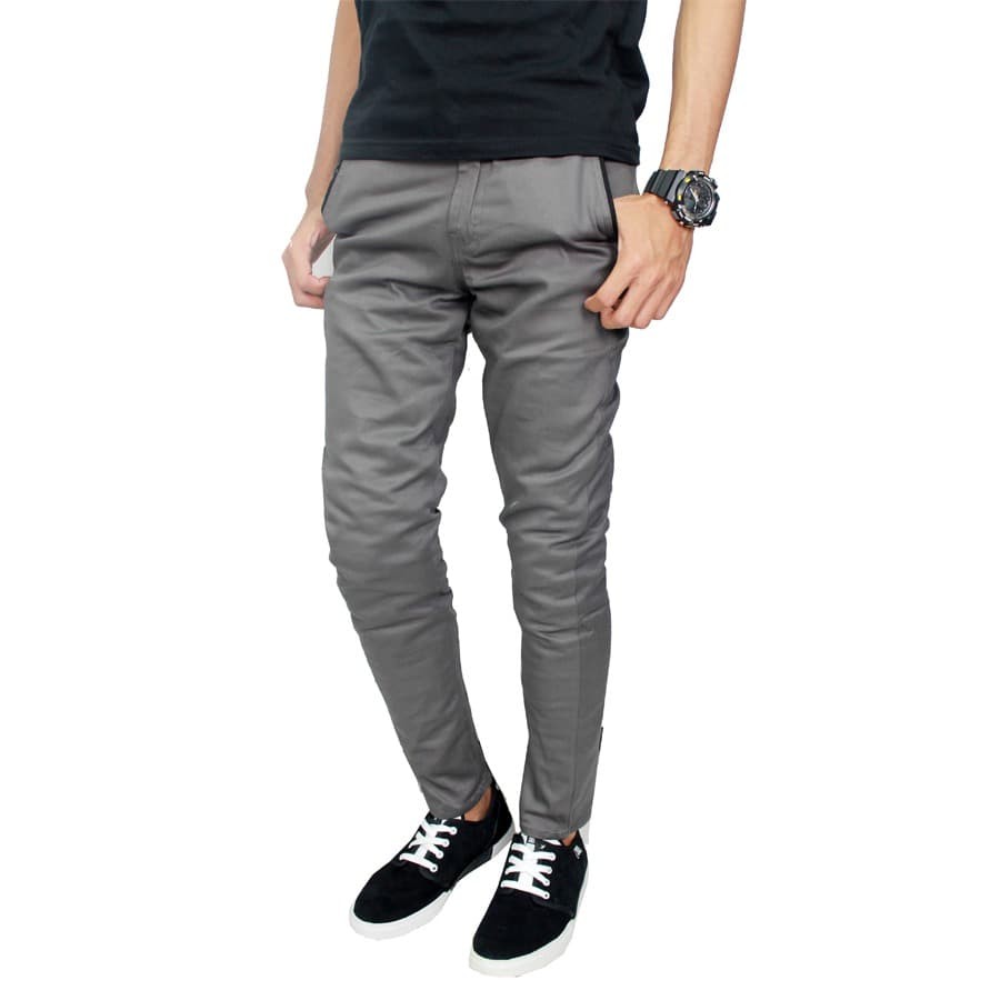 Celana Chino Pria Slim Fit Panjang CLN 718 - Hitam, 30 Bisa Custom Sesuai Pesananx