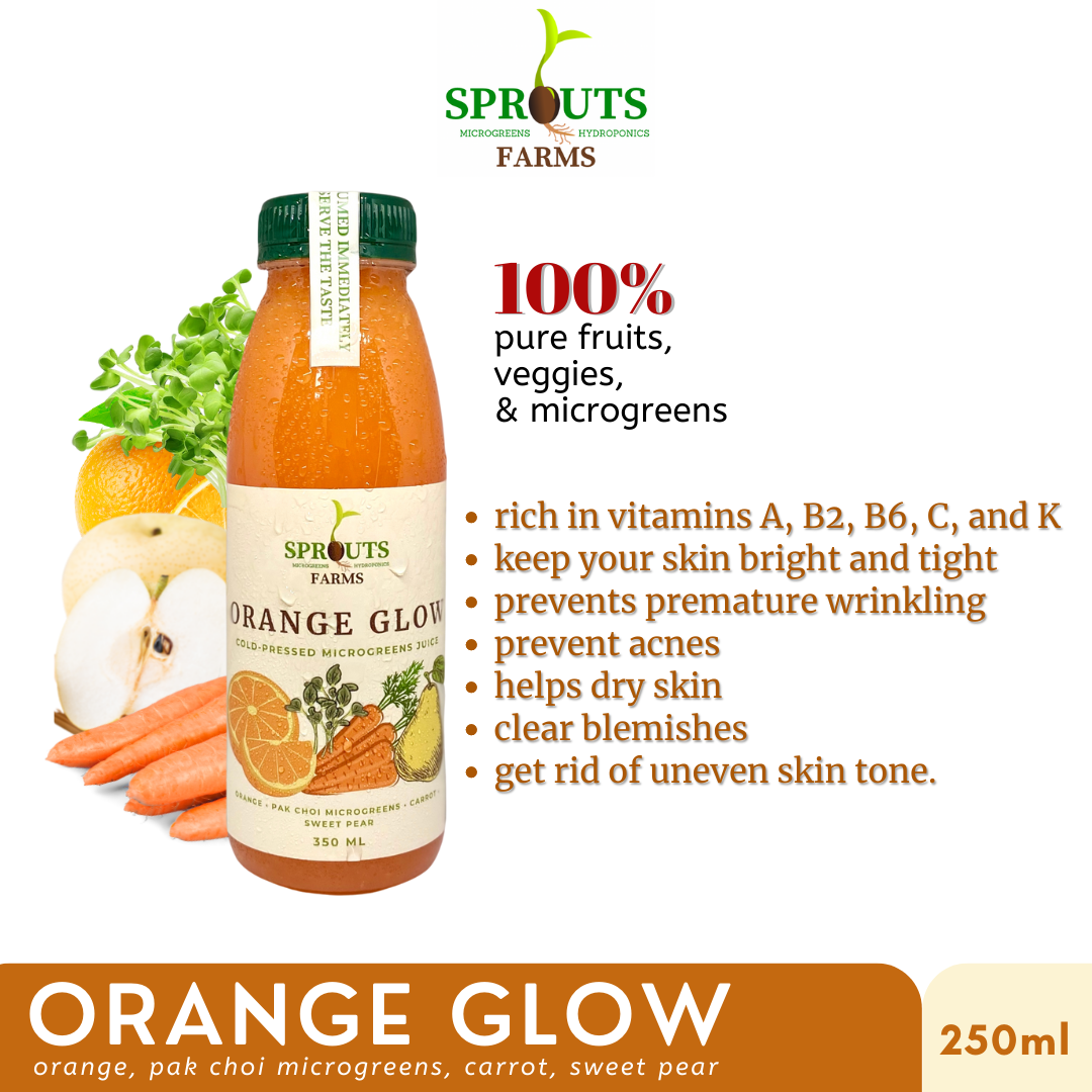 Sprouts Farms Juice ORANGE GLOW 250ml (Cold-Pressed MICROGREENS Jus)