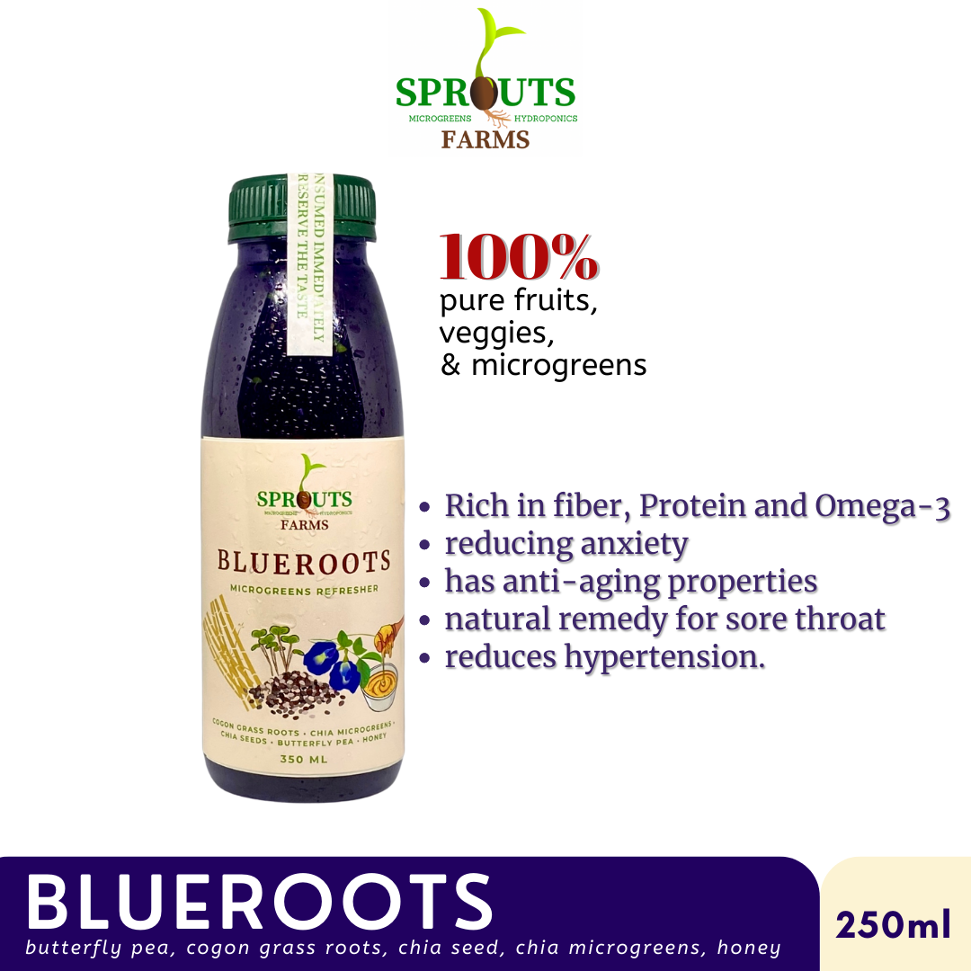 Sprouts Farms Juice BLUEROOTS 250ml (Cold-Pressed MICROGREENS Jus)