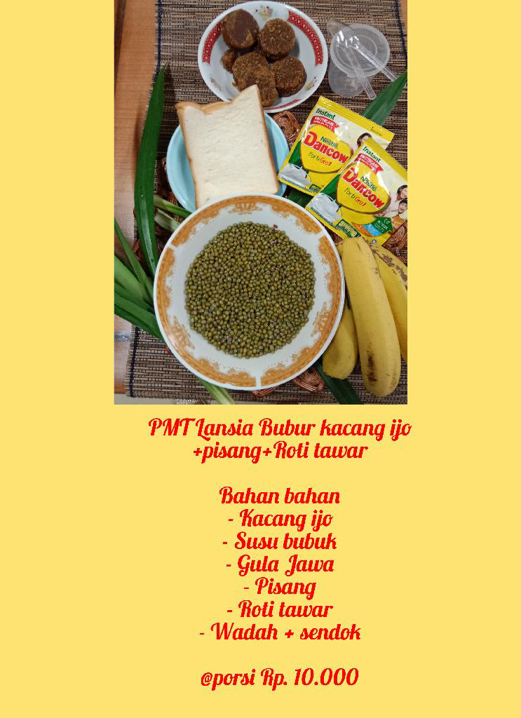 PMT Lansia Bubur kacang Ijo + pisang + Roti tawar1