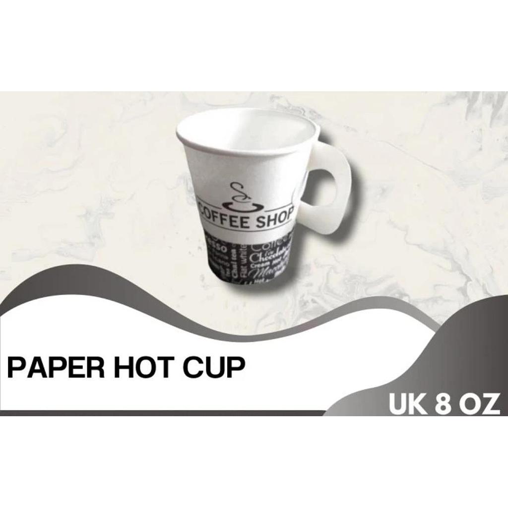 Gelas Paper Cup Motif Handle Ukuran 8 Oz atau 240 ml isi 50 pcs Tanpa Tutup