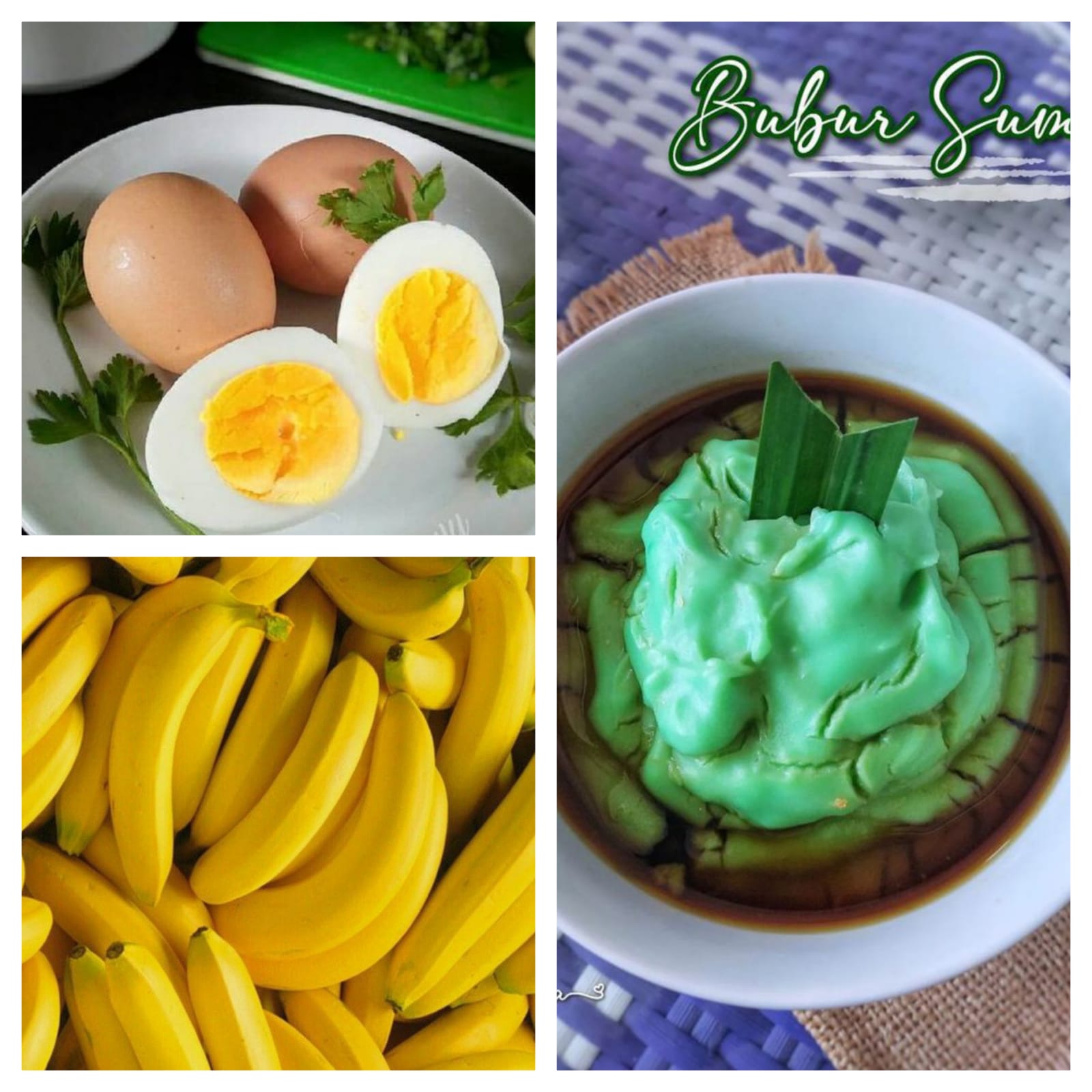 Bubur Sumsum Ijo, Telor Rebus dan Pisang