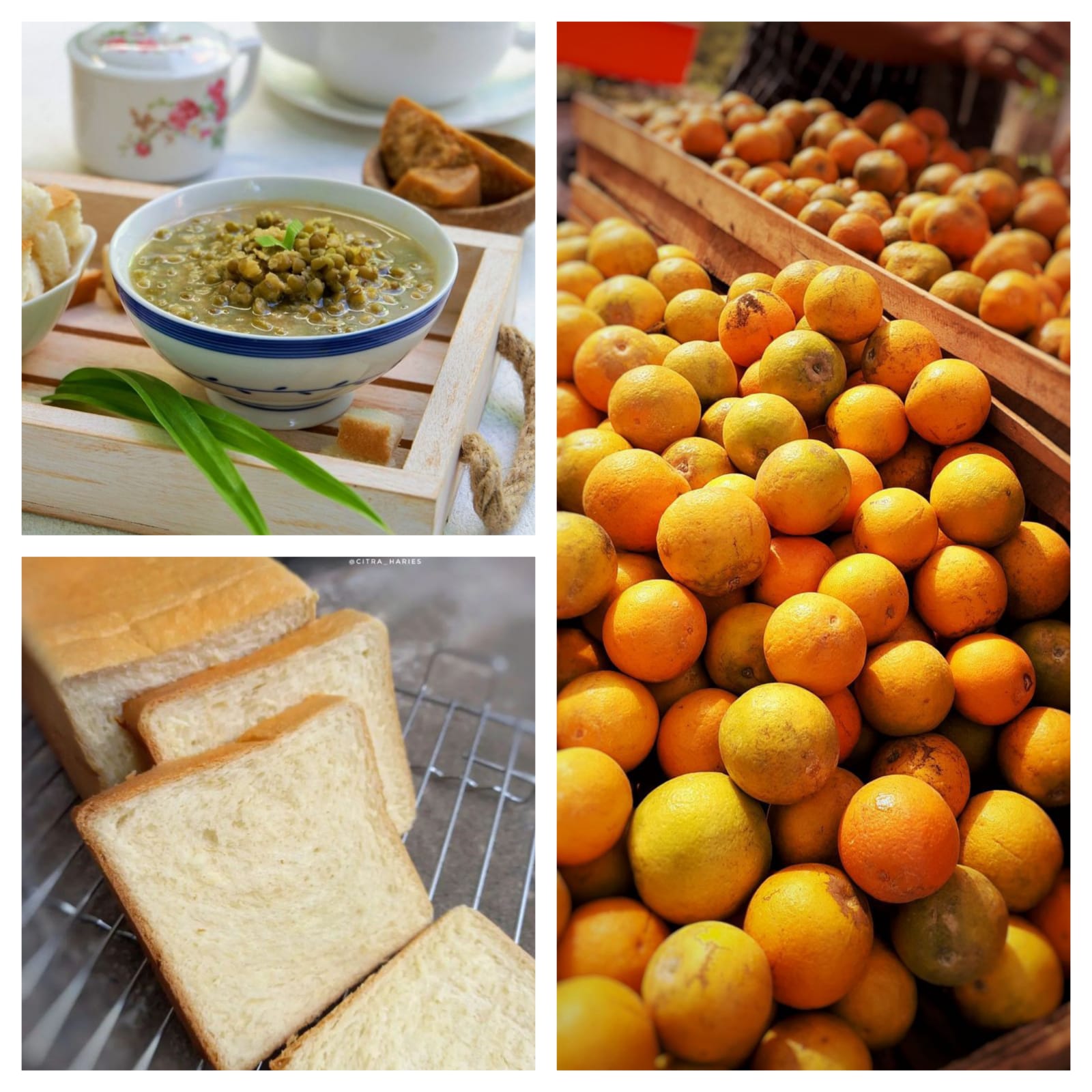 Bubur Kacang Ijo, Roti Tawar dan Jeruk