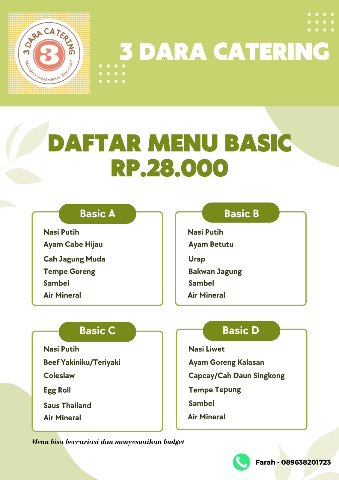 NASI BOX 3 DARA CATERING - BASIC