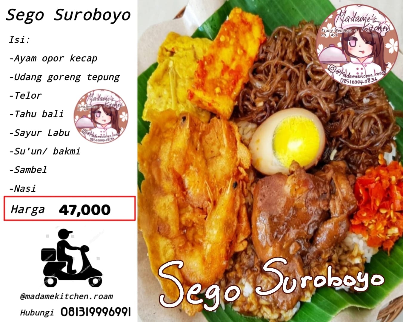 MENU PAKET SEGO SUROBOYO MADAME'S KITCHEN
