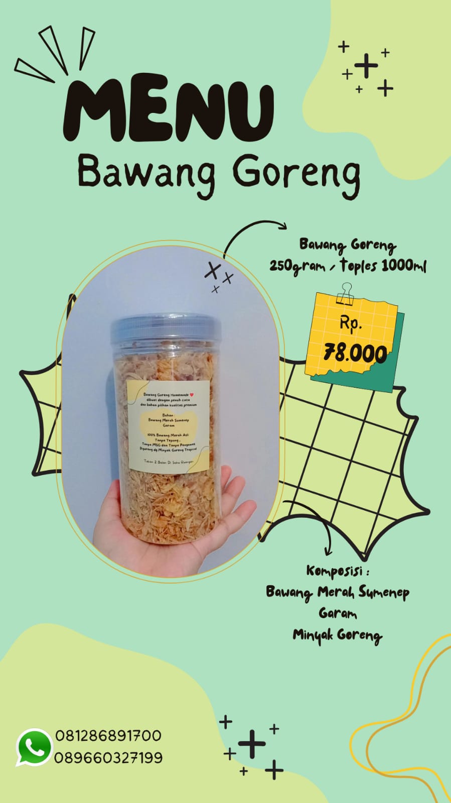 Bawang Goreng Home Made 250 gram : 78.000