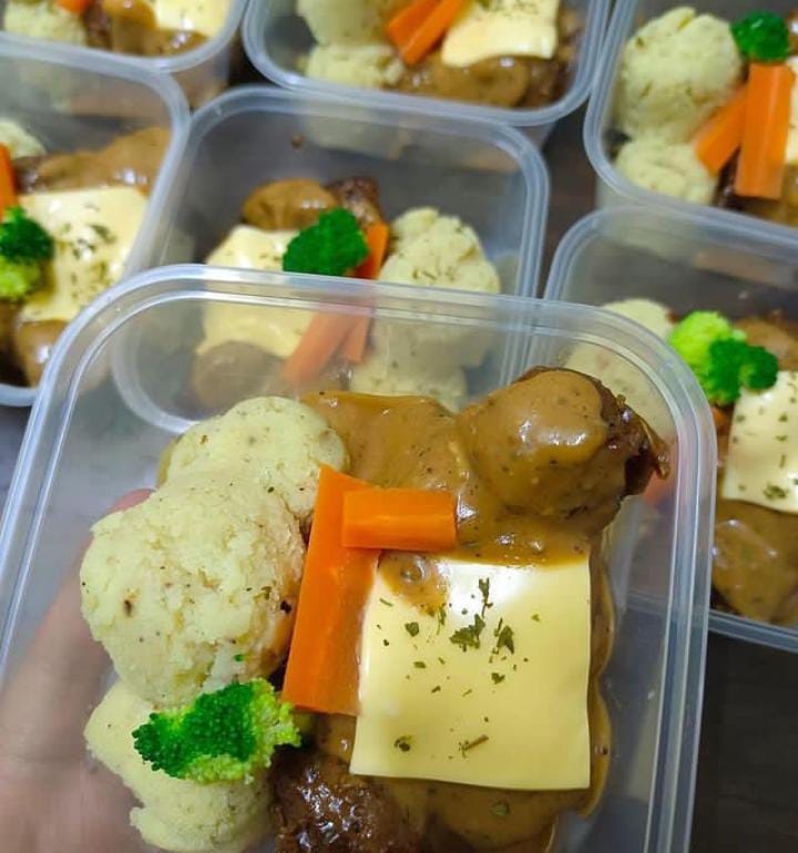 rice bowl chicken ball potato