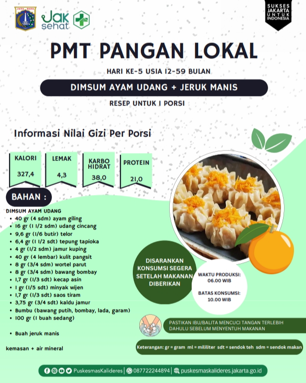 DIMSUM AYAM UDANG + JERUK MANIS MENU PMT LOKAL USIA 12-59 BULAN