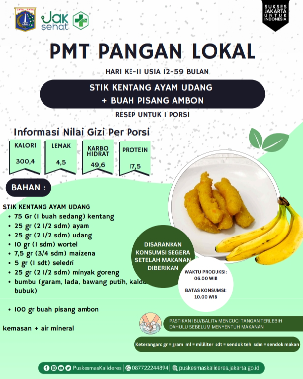 STIK KENTANG AYAM UDANG + BUAH PISANG AMBON MENU PMT LOKAL USIA 12-59 BULAN