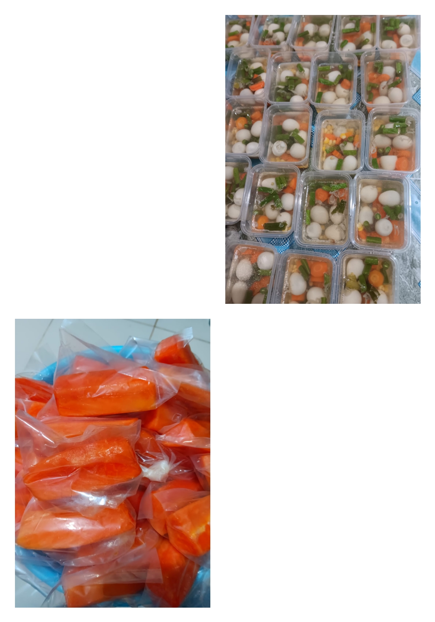 Sayur sop telur puyuh dan buah potong