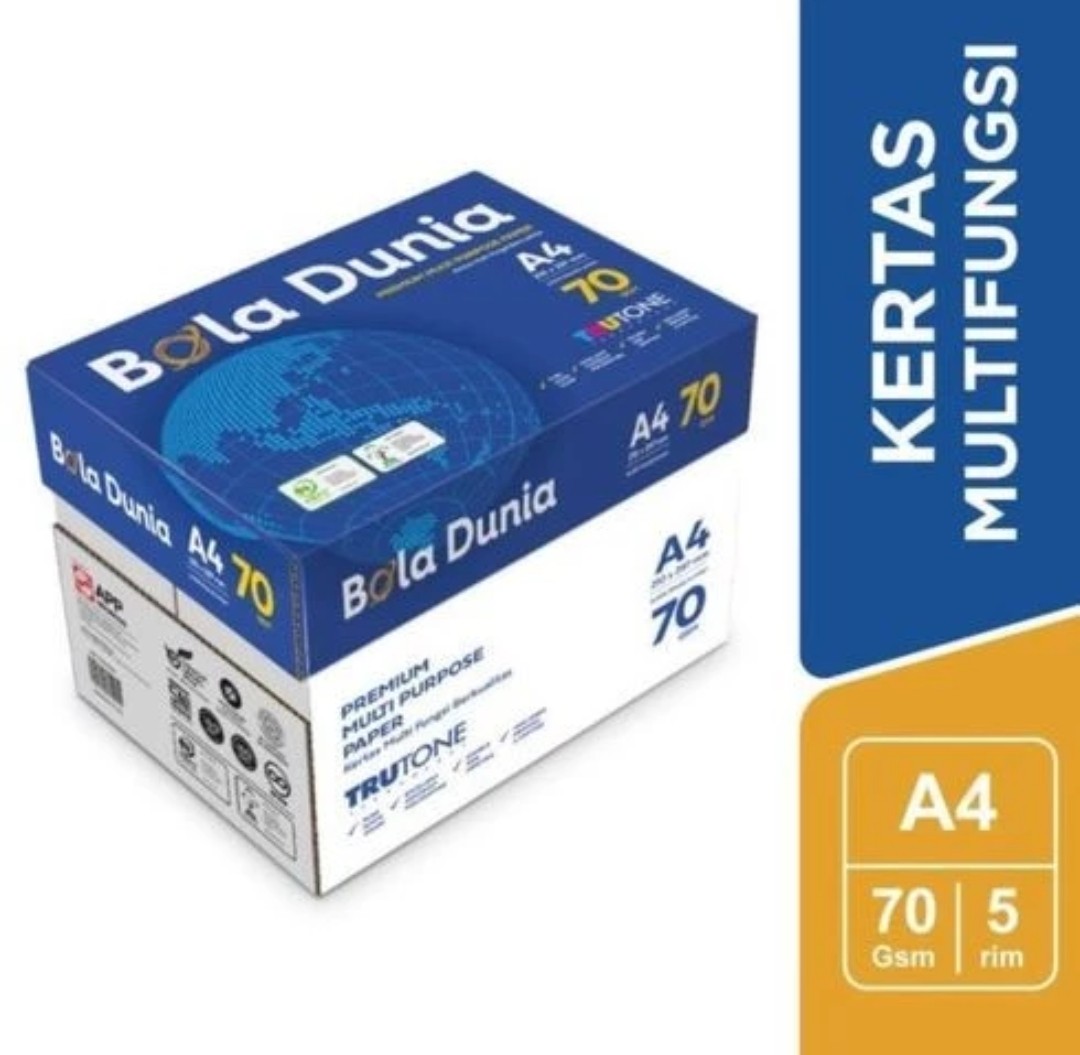 Kertas Hvs A4 70 gr Merek Bola Dunia