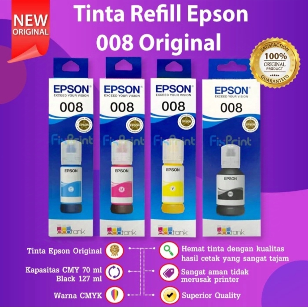 Tinta printer Epson 008 Original,,harga/set 4 warnat