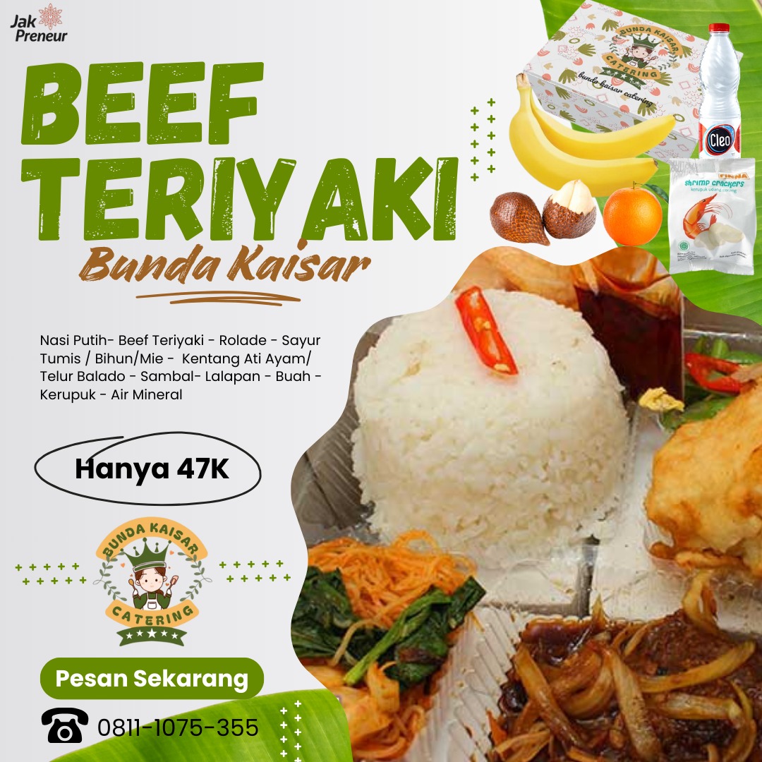 Paket Nasi Beef Teriyaki Bunda Kaisar
