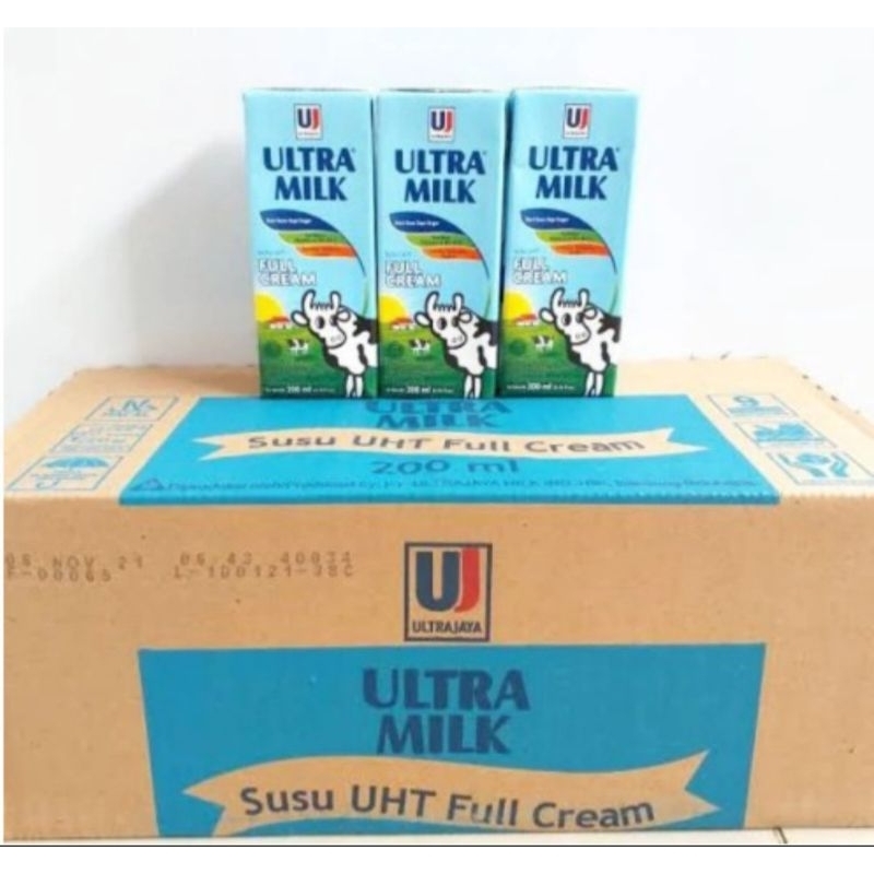 Ultra Milk Full Cream 200 ML 1 Dus/24 Pcs (Padang Dapur Pusako)