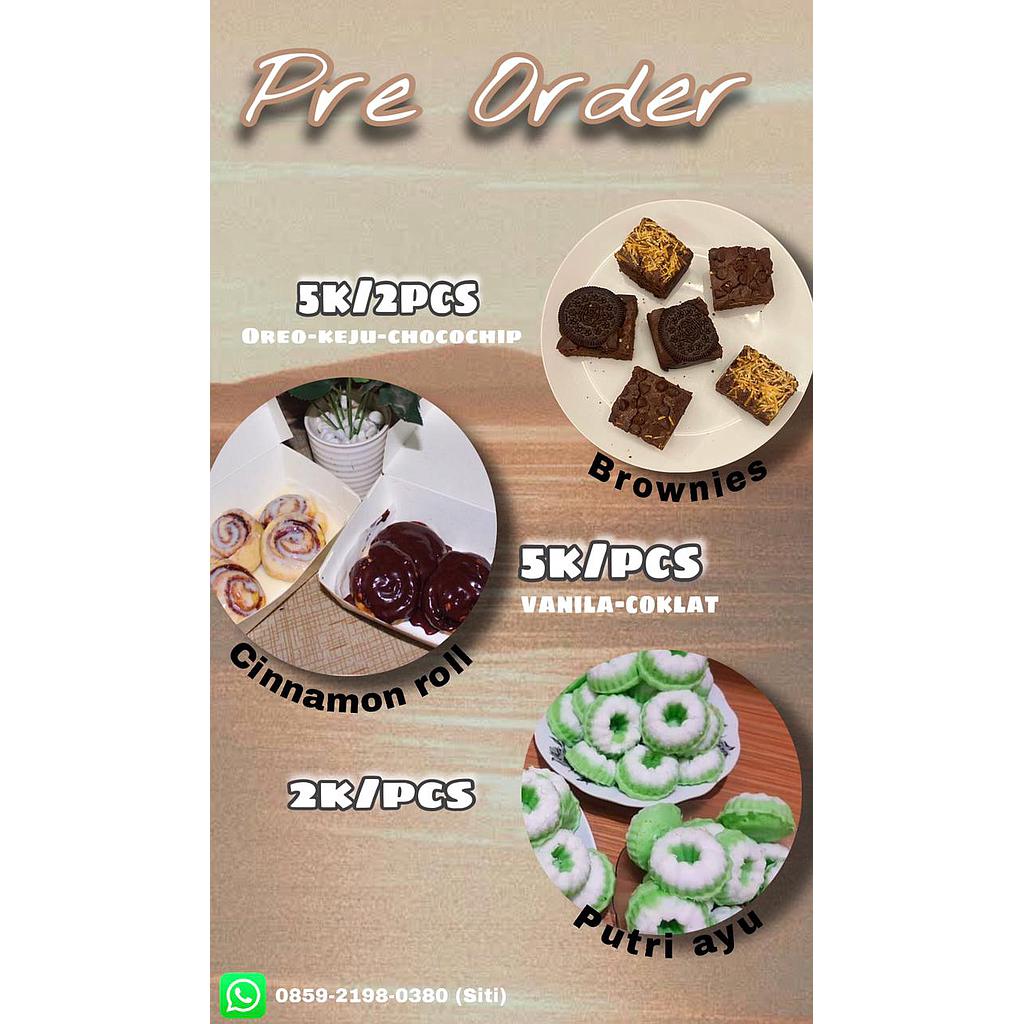 CINNAMON ROLL, BROWNIES DAN KUE PUTRI AYU