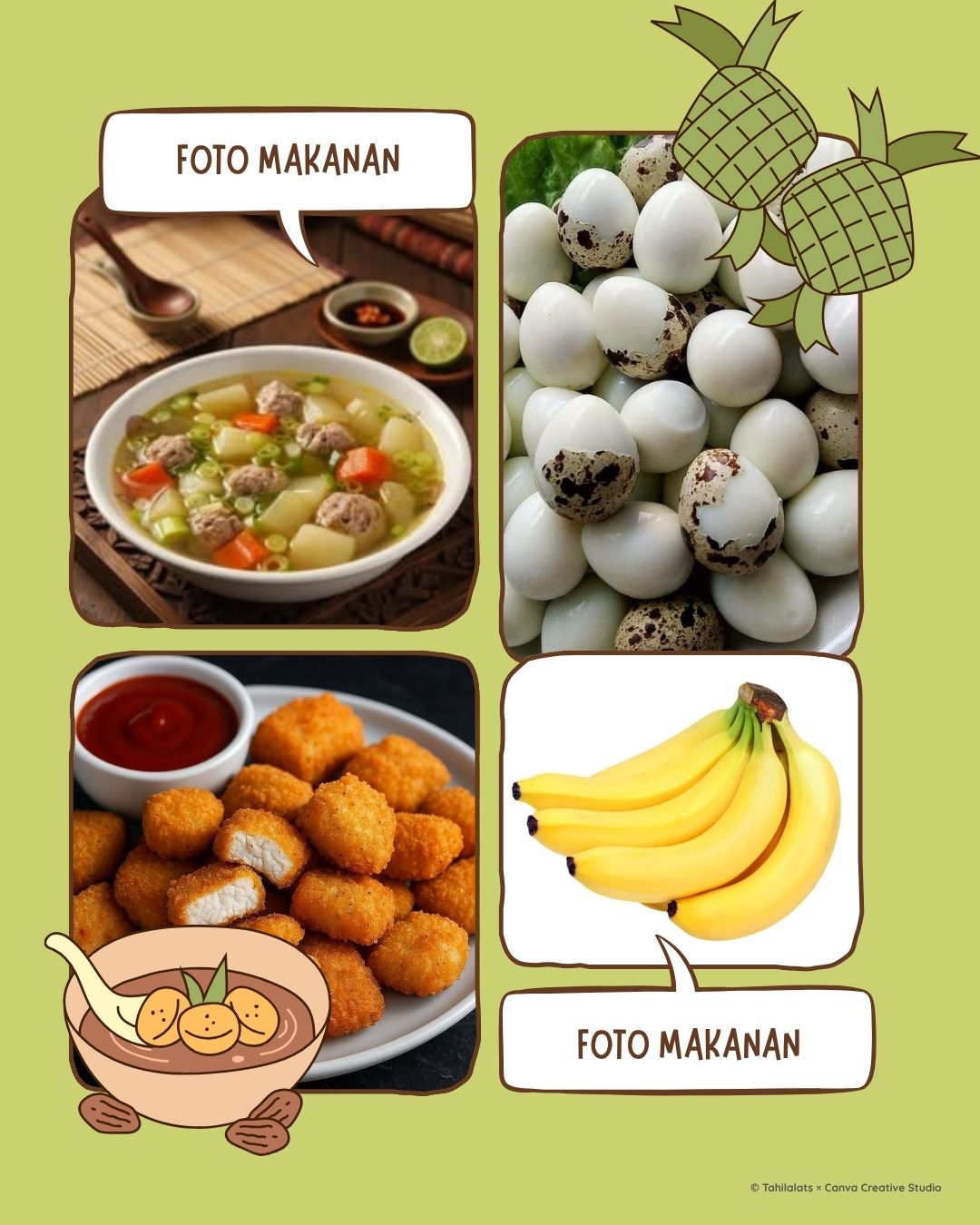 Menu Paket 5 Posyandu - Sup Bola Ayam, Telur Puyuh, Nugget Ayam dan Buah