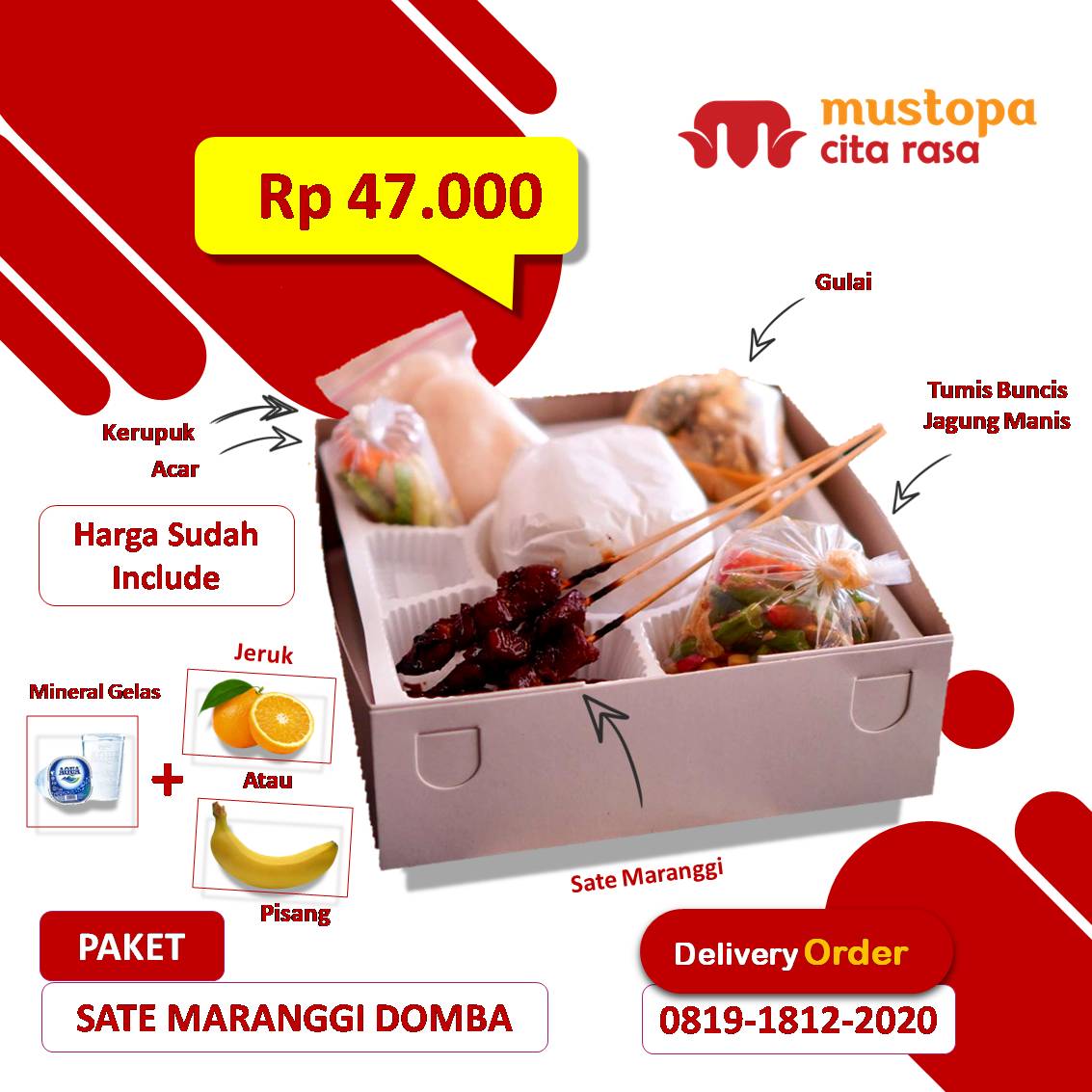 Nasi Kotak Paket Istimewa - Sate Maranggi Domba | Mustopa Cita Rasa