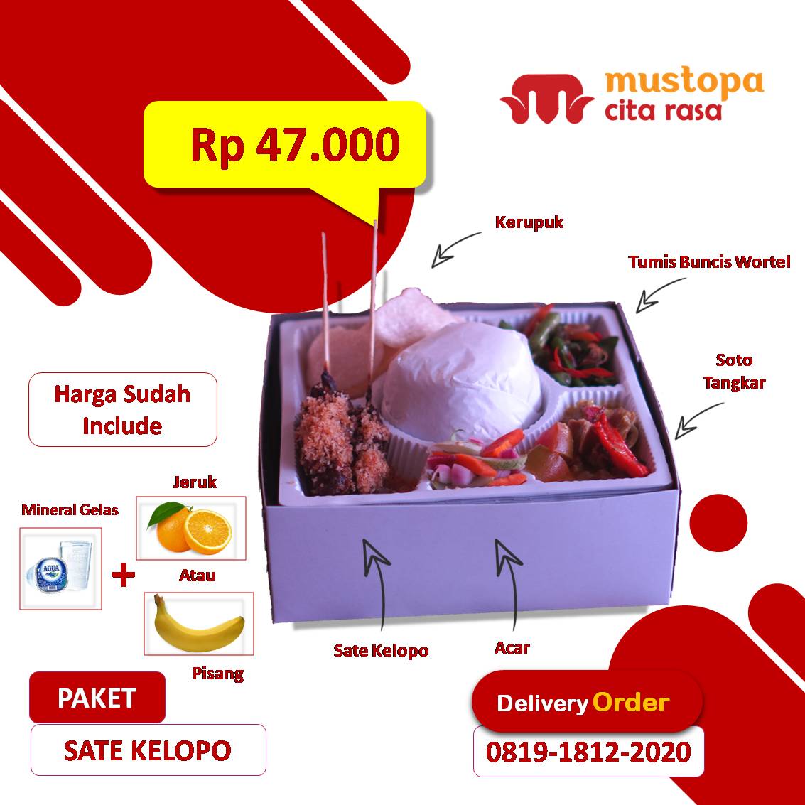 Nasi Kotak Paket Istimewa - Sate Kelopo | Mustopa Cita Rasa