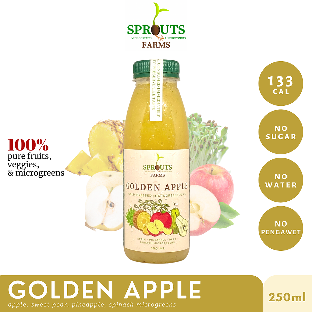 Sprouts Farms Juice GOLDEN APPLE 250ml (Cold-Pressed MICROGREENS Jus)