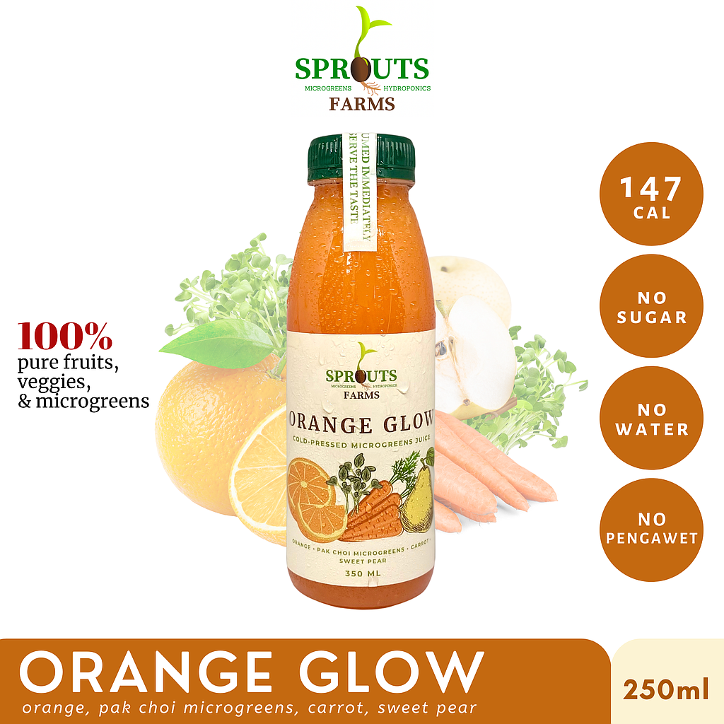 Sprouts Farms Juice ORANGE GLOW 250ml (Cold-Pressed MICROGREENS Jus)