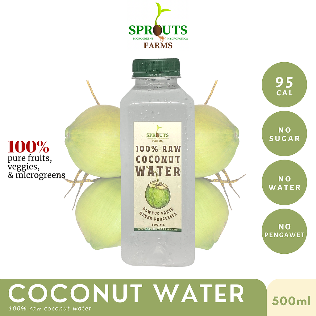 Sprouts Farms 100% RAW Coconut Water 500ml Air Kelapa Muda Murni