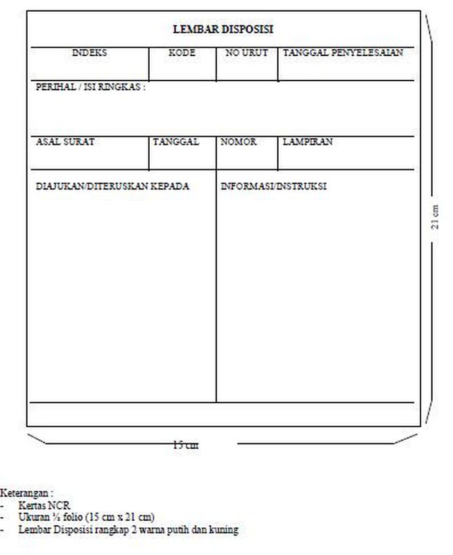 LEMBAR DISPOSISI (NCR 2 Ply) Uk. Standar