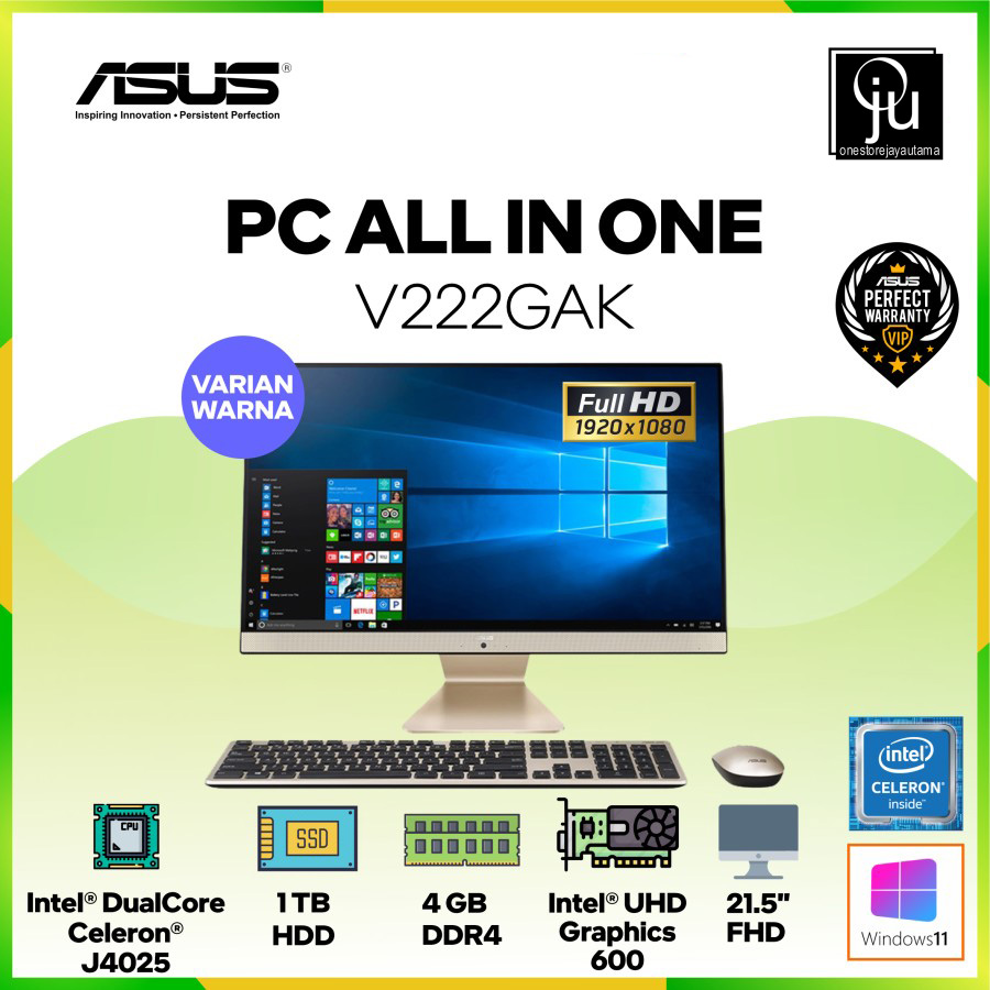 ASUS PC ALL IN ONE V222GAK WA141T - DUALCORE J4005 4GB 1TB 21,5 W10