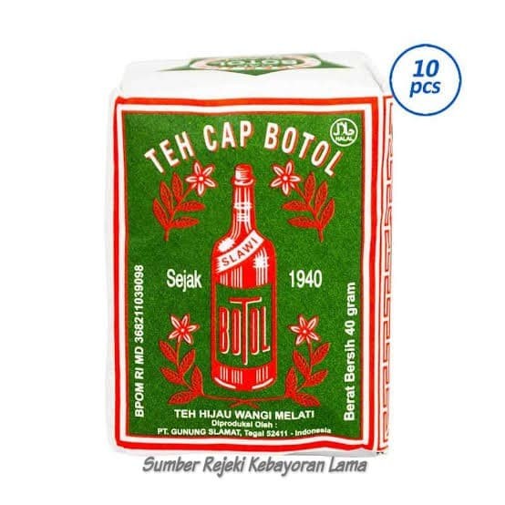 Teh tubruk cap botol hijau 40gr isi 10 by Bening Sejahtera