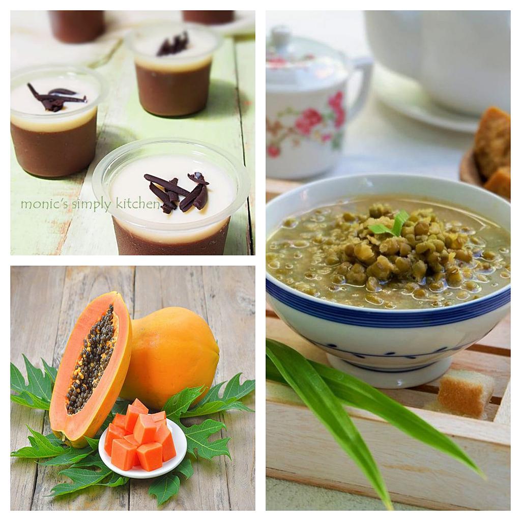 Puding Susu Coklat, Pepaya dan Bubur Kacang Hijau
