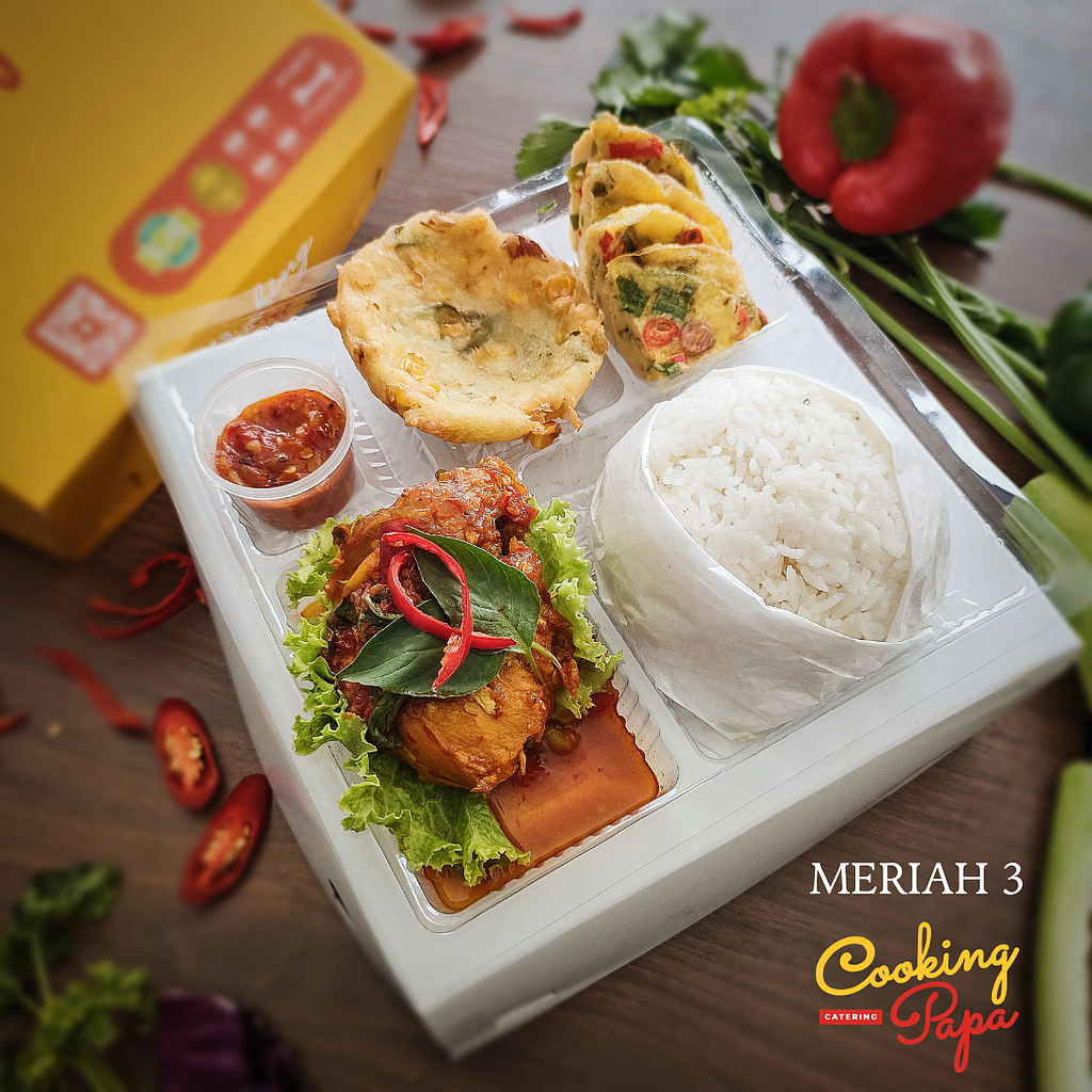 Nasi Kotak Meriah 3 - Nasi Ayam Rica Kemangi - Cooking Papa Catering