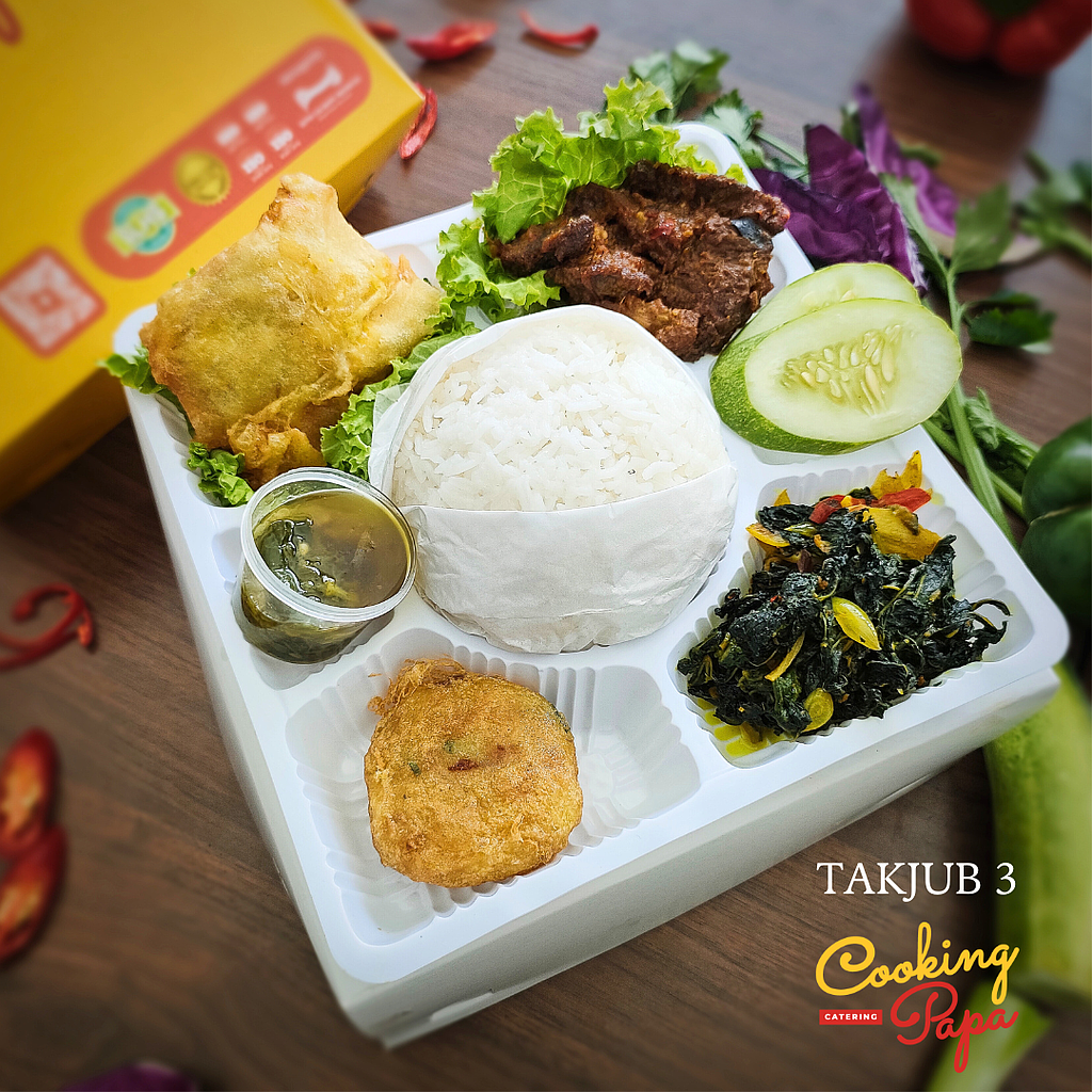 Nasi Kotak Takjub 3 - Nasi Rendang - Cooking Papa Catering