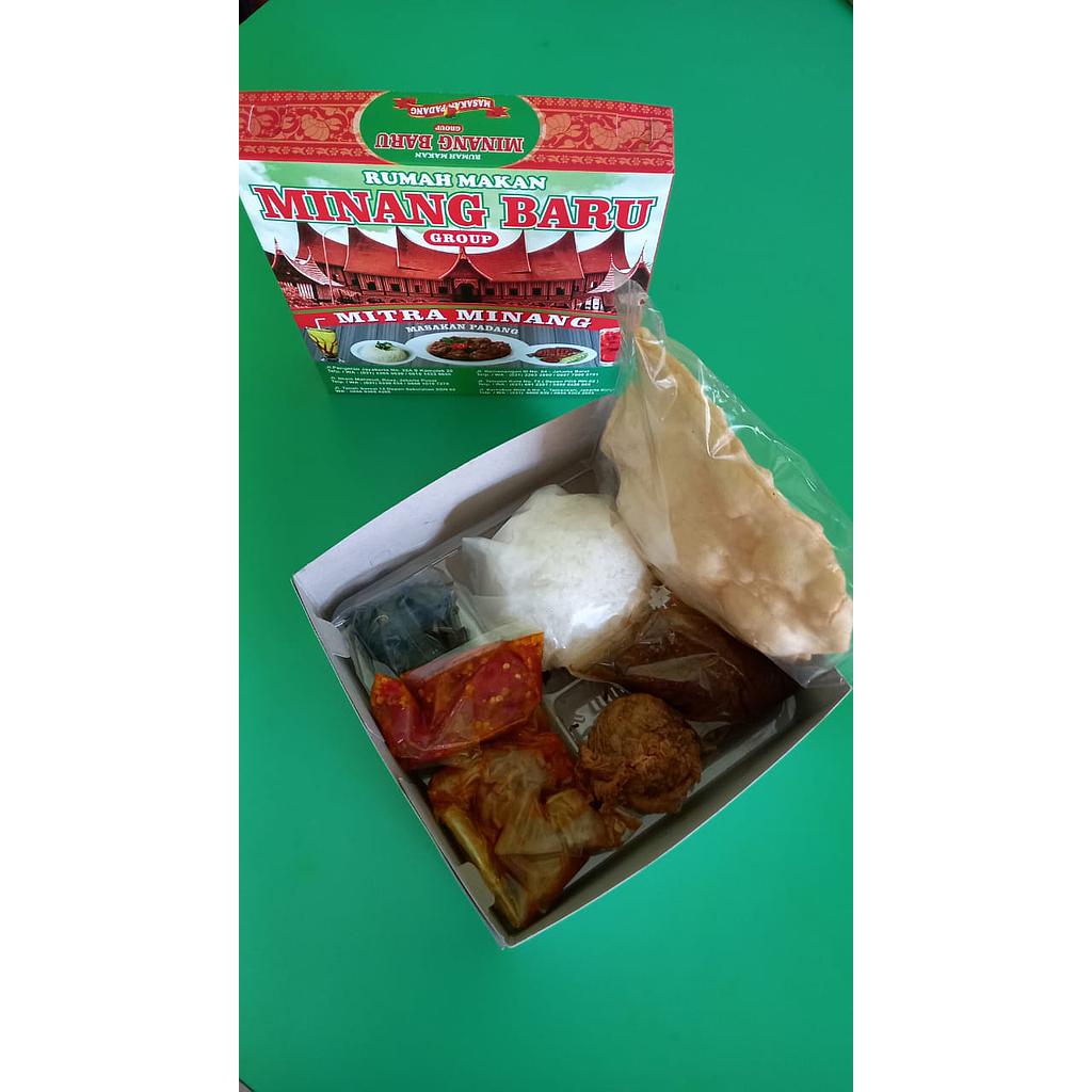 Paket Nasi Box Rendang+Telor Dadar