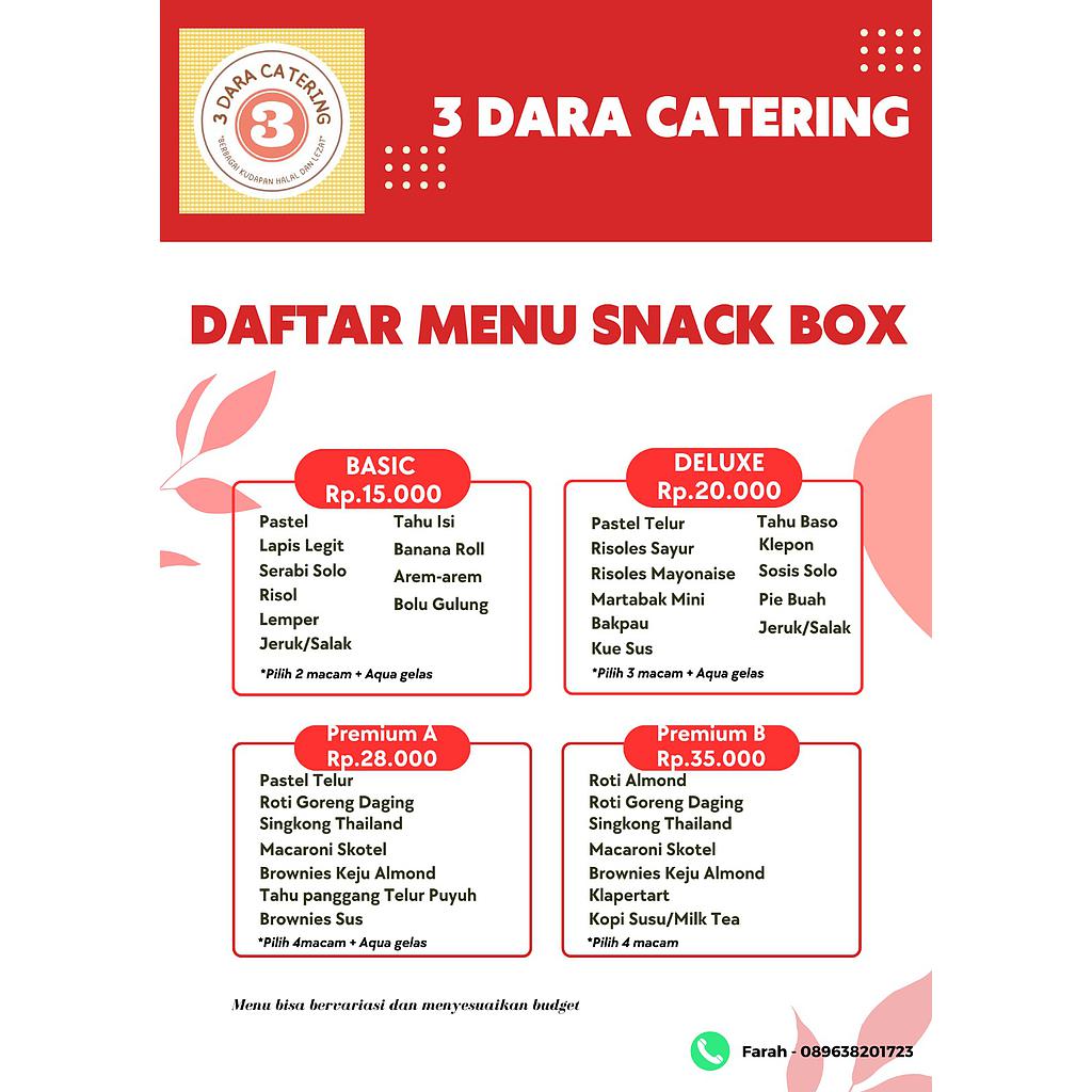 SNACK BOX 3 DARA CATERING - REGULER