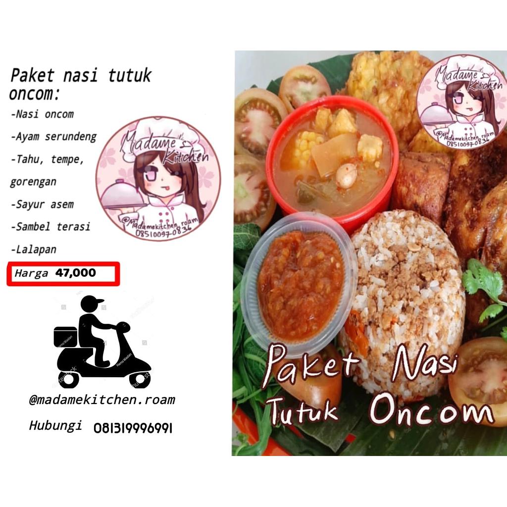 MENU PAKET NASI TUTUK ONCOM MADAME'S KITCHEN