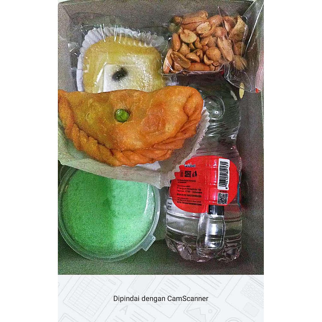 paket snack box, 15box
snak bok 3 macem kue(asin dan manis, air mineral gelas)
