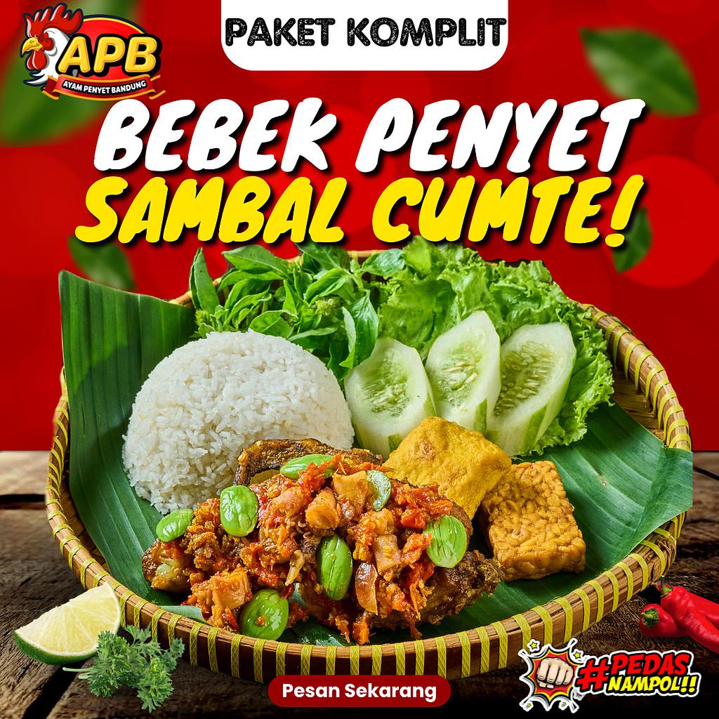 Nasi Box Komplit Nasi Timbeul Bebek Penyet Sambal Cumte
