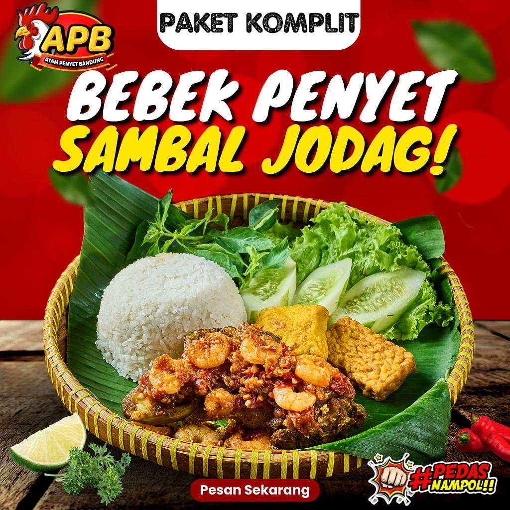 Nasi Box Komplit Nasi Timbeul Bebek Penyet Sambal Jodag