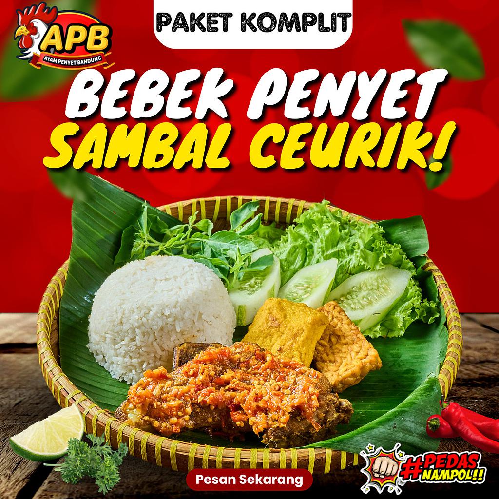 Nasi Box Komplit Nasi Timbeul Bebek Penyet Sambal Ceurik