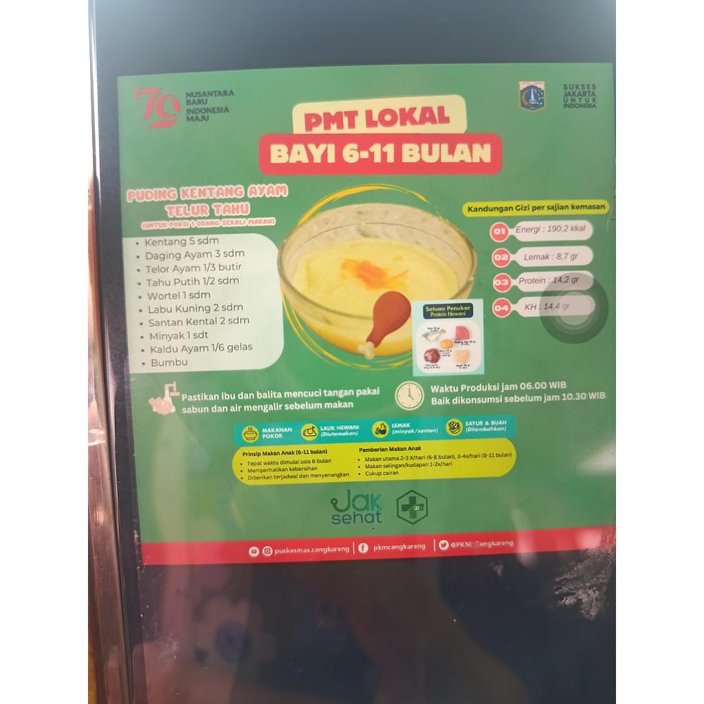 Menu PMT Pangan Lokal Balita 6 - 11 Bulan