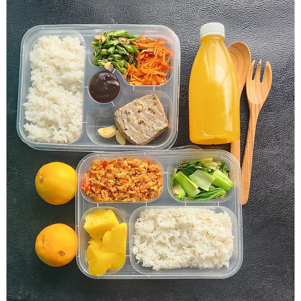 Set Tray Nasi Tuna Sehat Komplit Non MSG ByteLyfe Catering