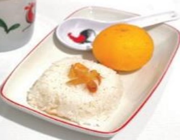 Nasi Putih Sup daging telor kacang merah wortel + Jeruk