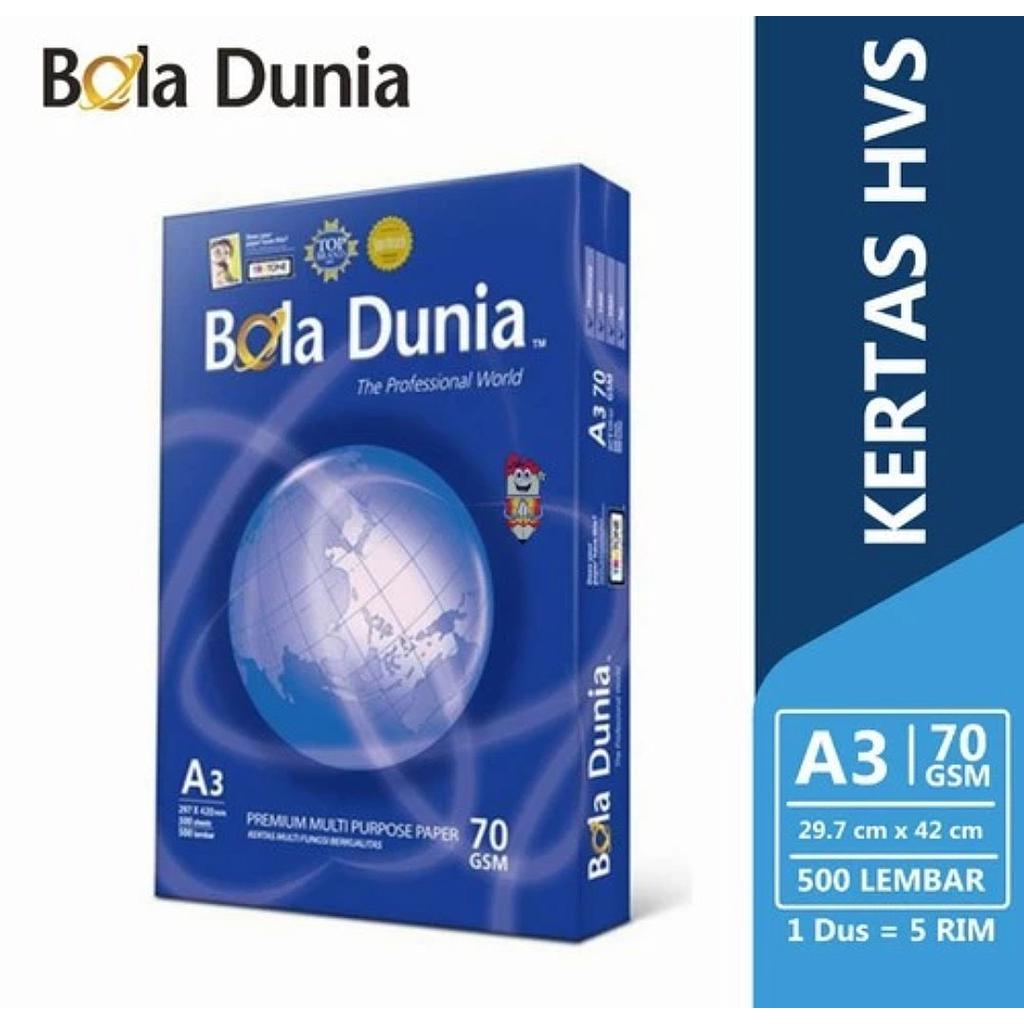 Kertas Hvs A3 70 Gram Bola Dunia