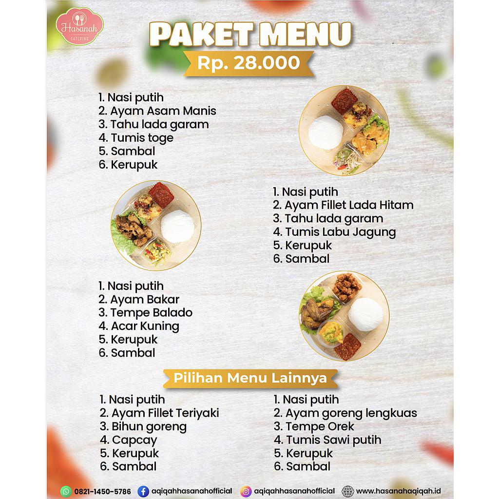 Paket Menu Hasanah Catering Harga 28 Ribu