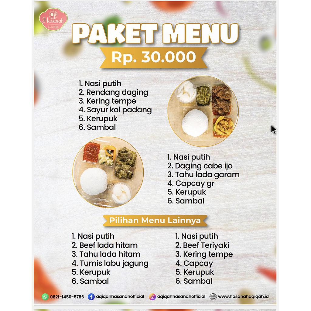 Paket Menu Hasanah Catering Harga 30 Ribu