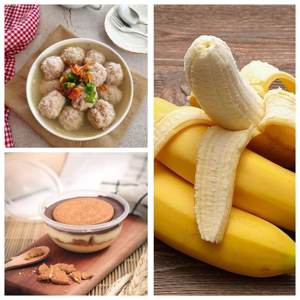 Paket (Sup Bola Daging, Puding Biskuit dan Buah)