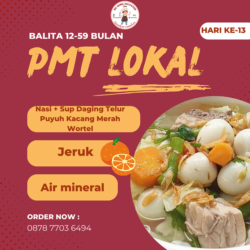 Menu PMT Lokal Balita 12-59 bulan (Hari ke - 13)