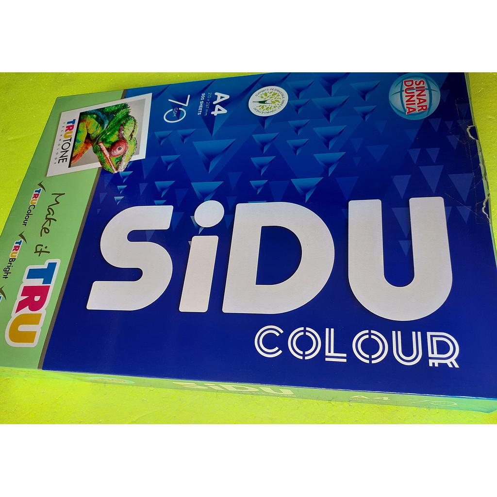 HVS warna (hijau/biru/kuning/pink) Sinar Dunia,     A4, 70 gsm